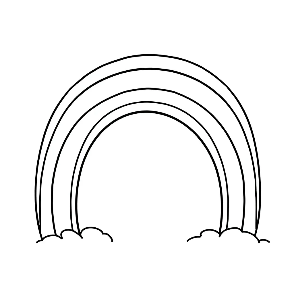 Rainbows a rainbow and sun — easy rainbows coloring page (ages 2–5)