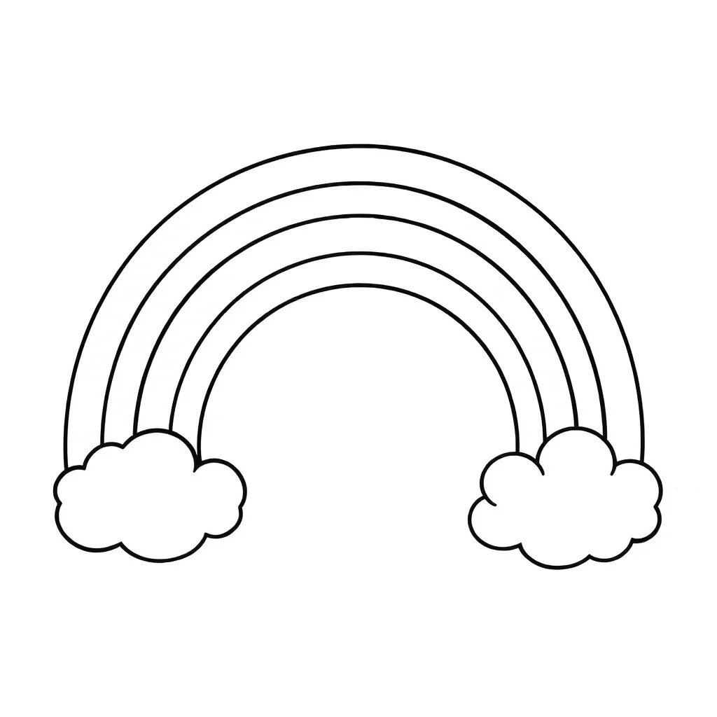 Rainbows a rainbow with clouds — easy rainbows coloring page (ages 2–5)