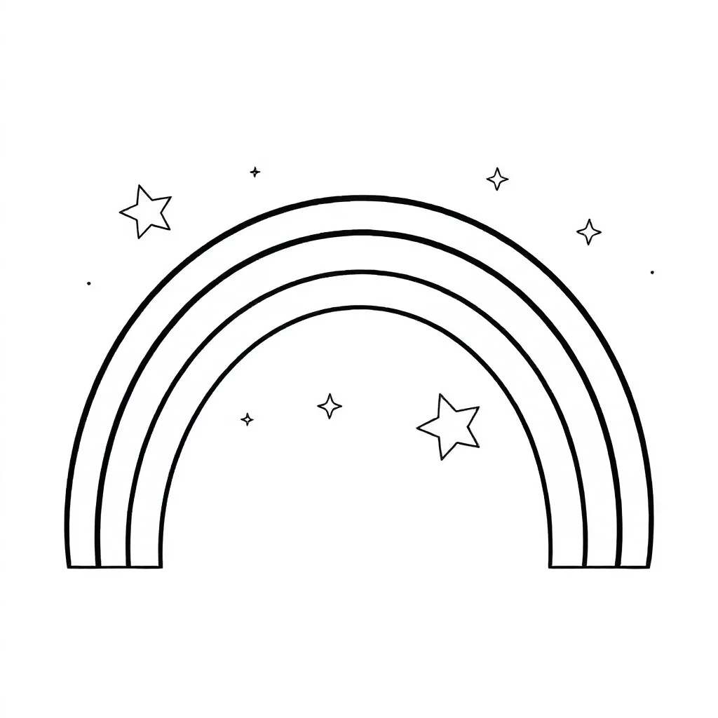 Rainbows a rainbow with stars — easy rainbows coloring page (ages 2–5)