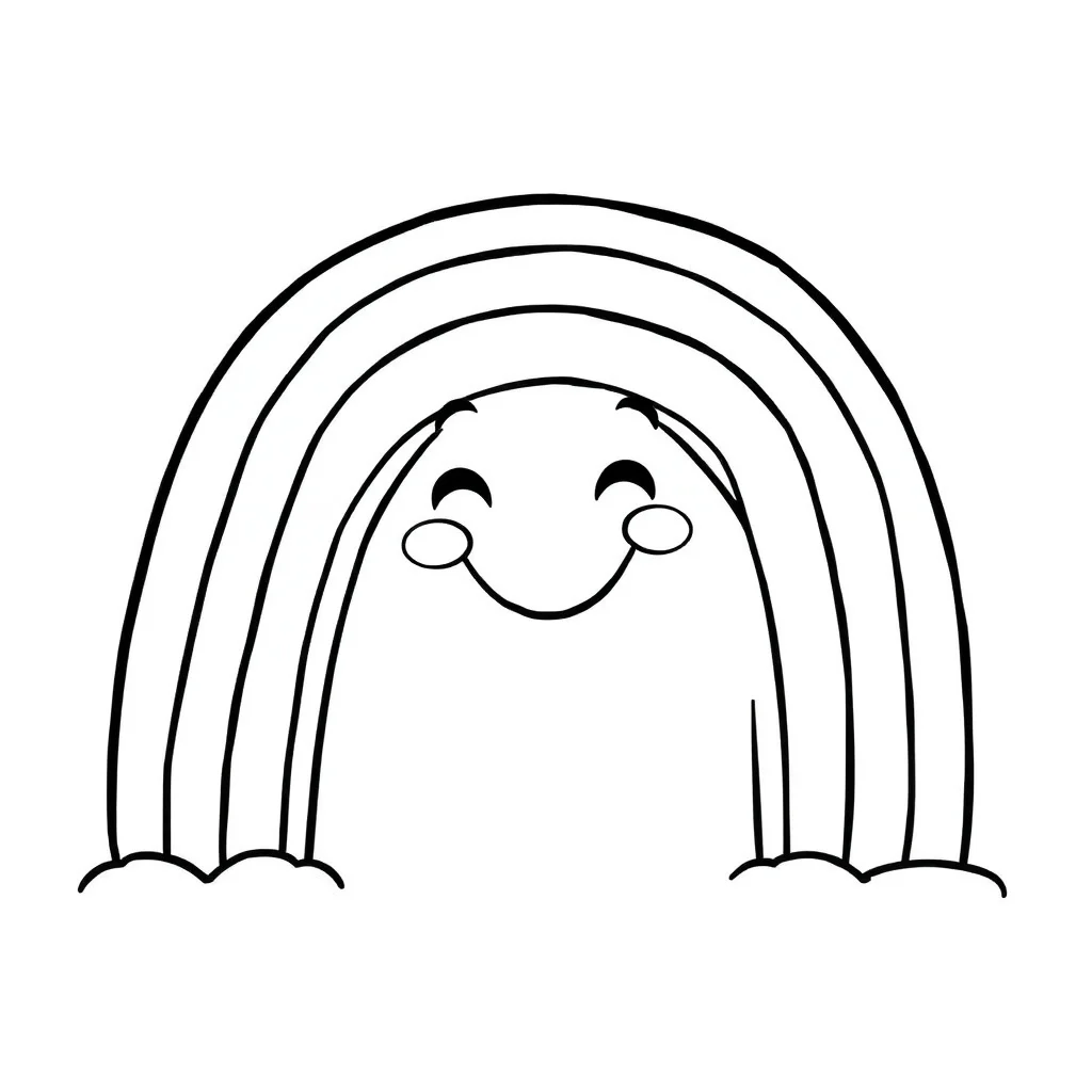 Rainbows a smiling rainbow — easy rainbows coloring page (ages 2–5)