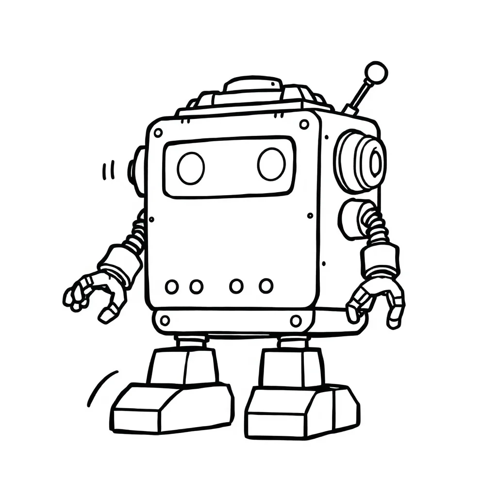Robots a boxy robot — easy robots coloring page (ages 2–5)