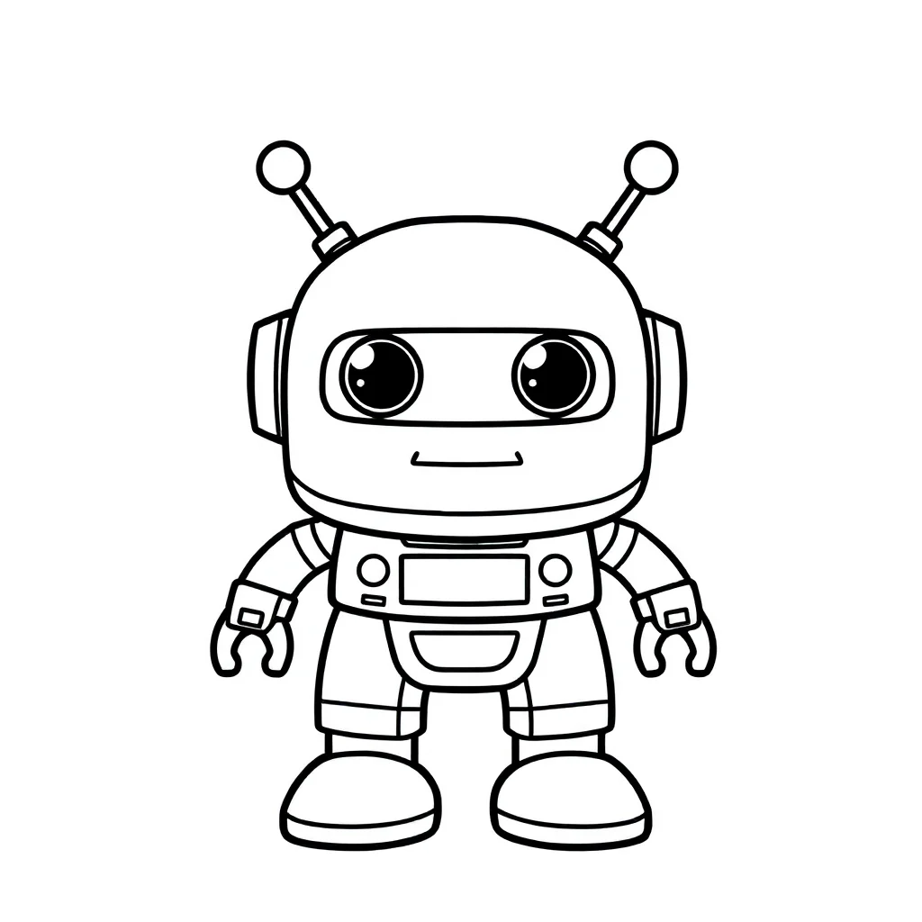 Robots a robot with antennae — easy robots coloring page (ages 2–5)