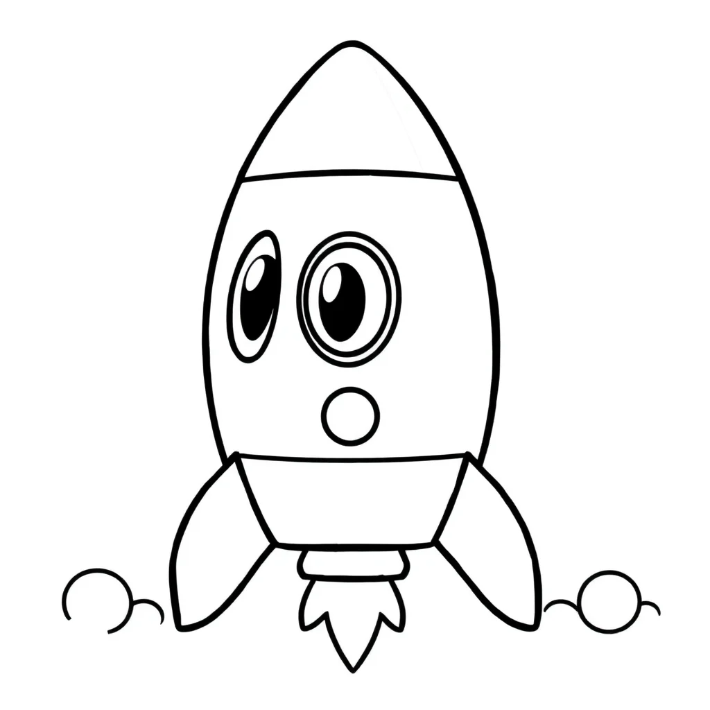Rockets a cute rocket — easy rockets coloring page (ages 2–5)