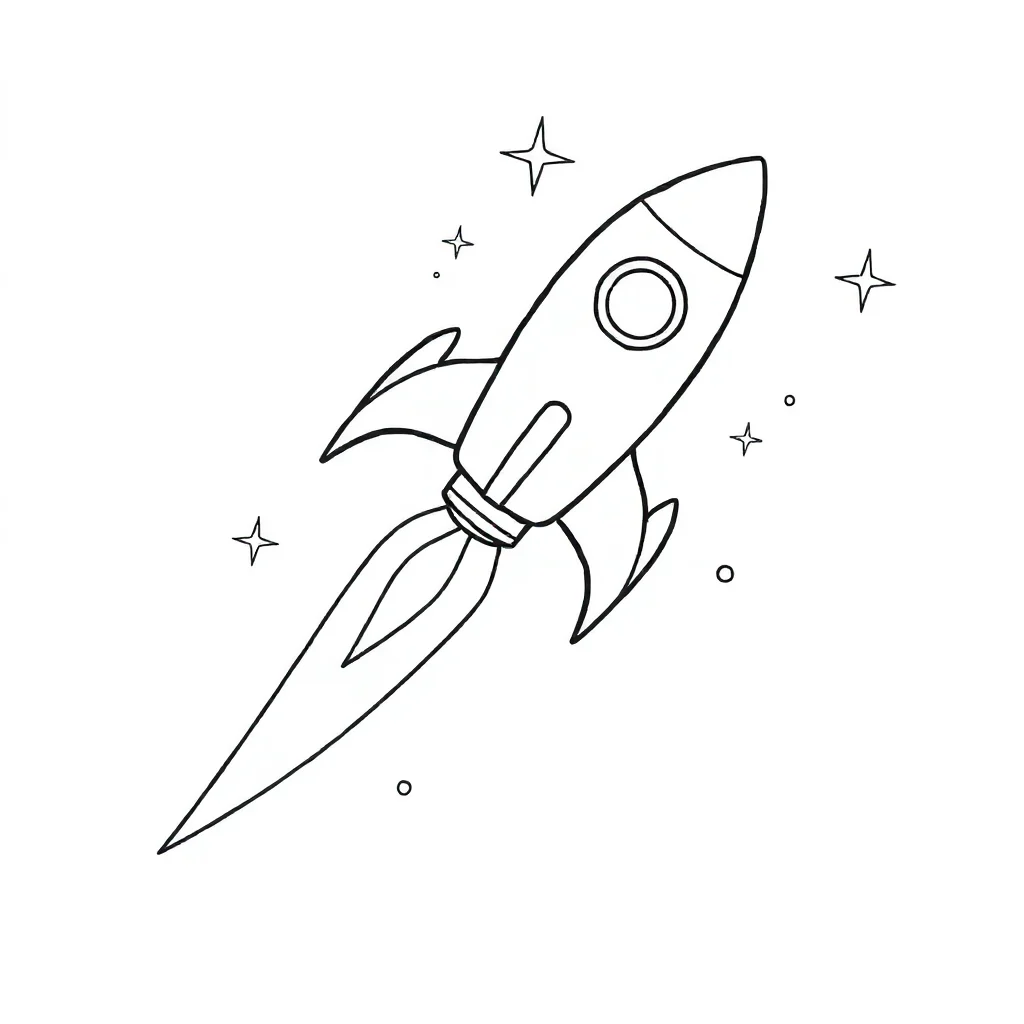 Rockets a rocket blasting off flying — easy rockets coloring page (ages 2–5)