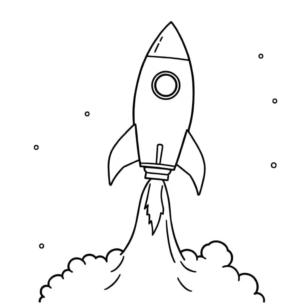 Rockets a rocket blasting off — easy rockets coloring page (ages 2–5)