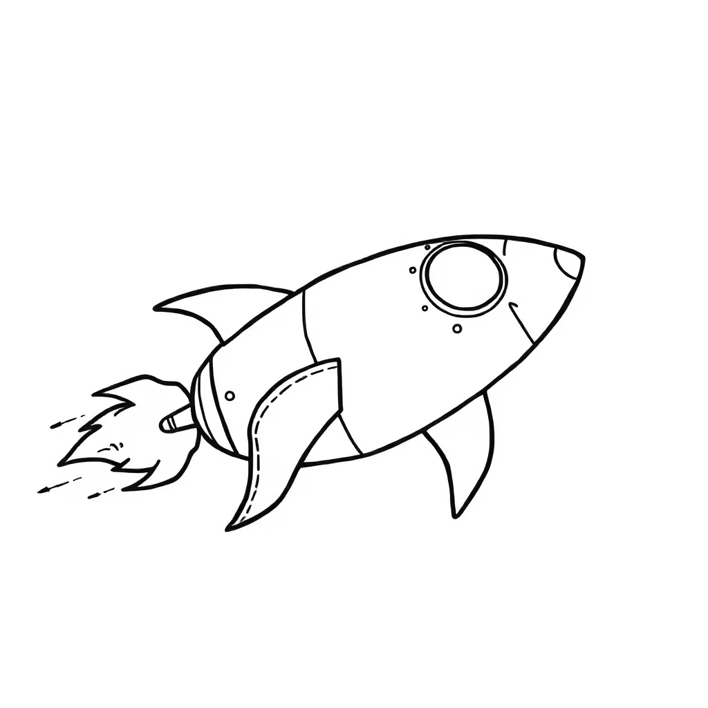 Rockets a rocket ship running — easy rockets coloring page (ages 2–5)