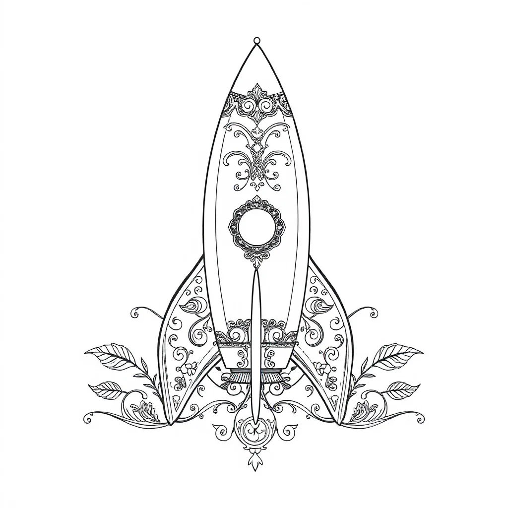 Rockets a rocket ship sitting — detailed rockets coloring page (ages 9+ & adults)