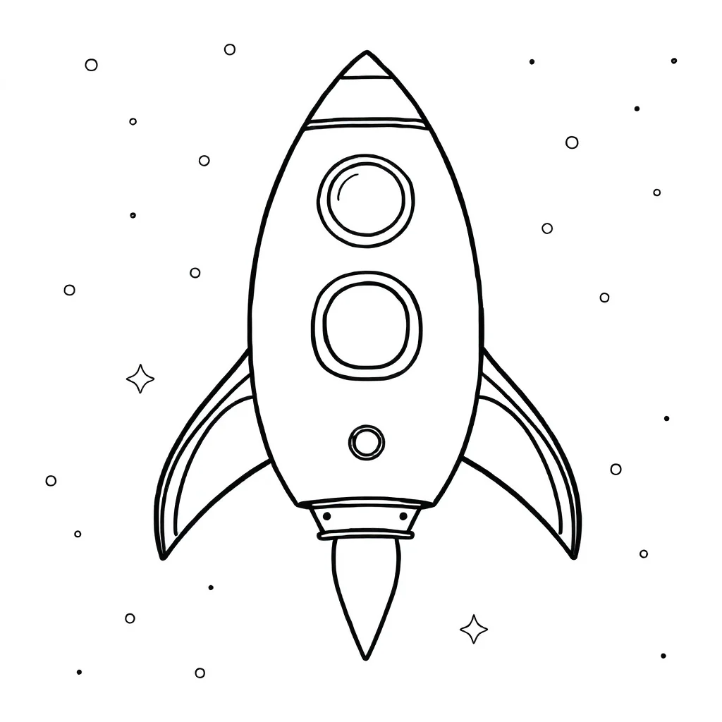 Rockets a rocket ship — easy rockets coloring page (ages 2–5)