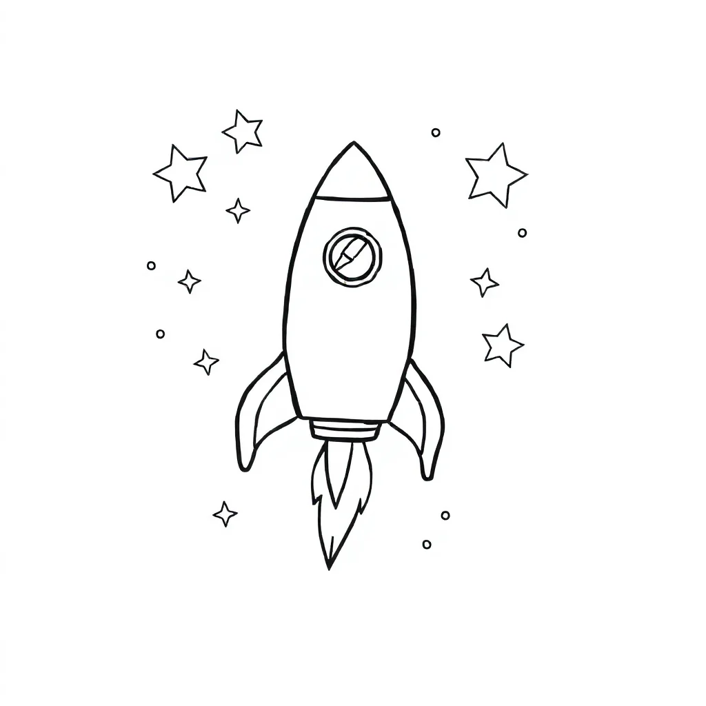 Rockets a rocket with stars — easy rockets coloring page (ages 2–5)