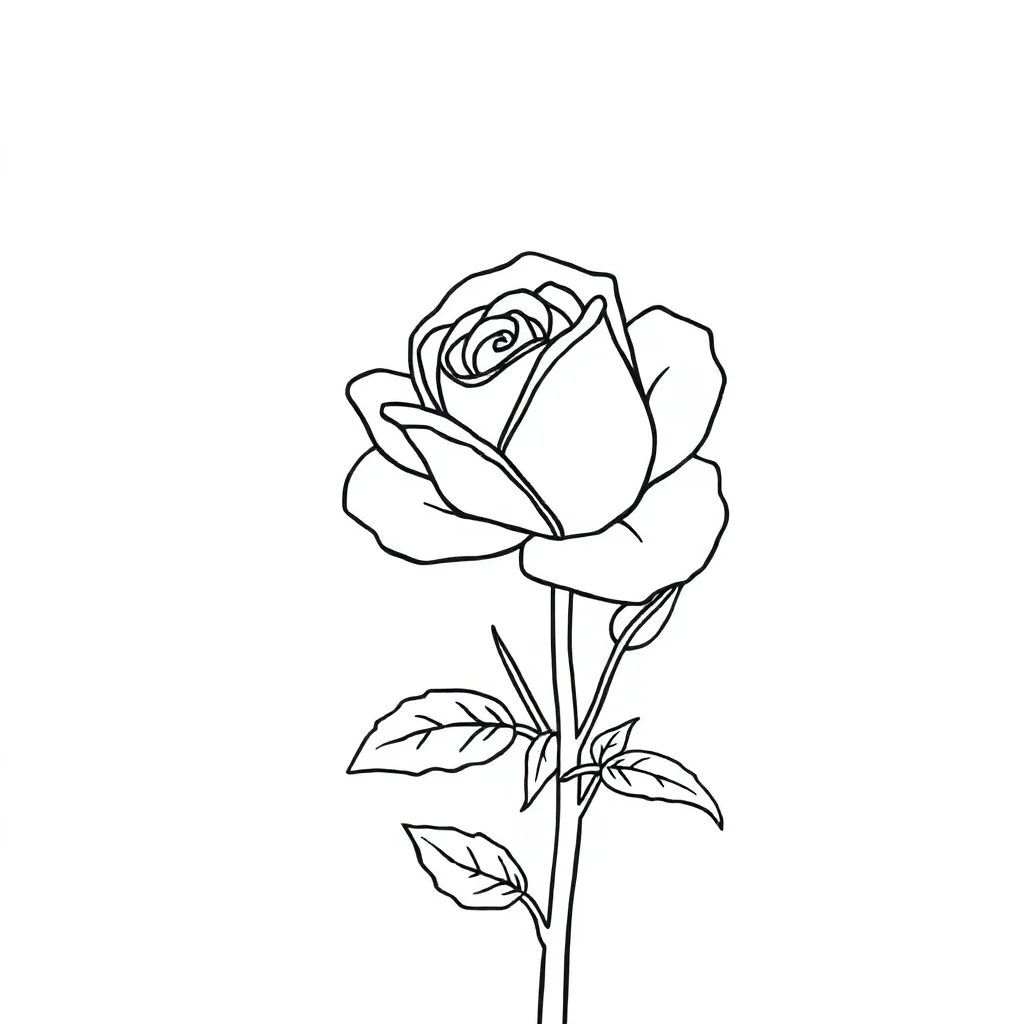 Roses a blooming rose peeking from behind something — classic roses coloring page (ages 5–10)