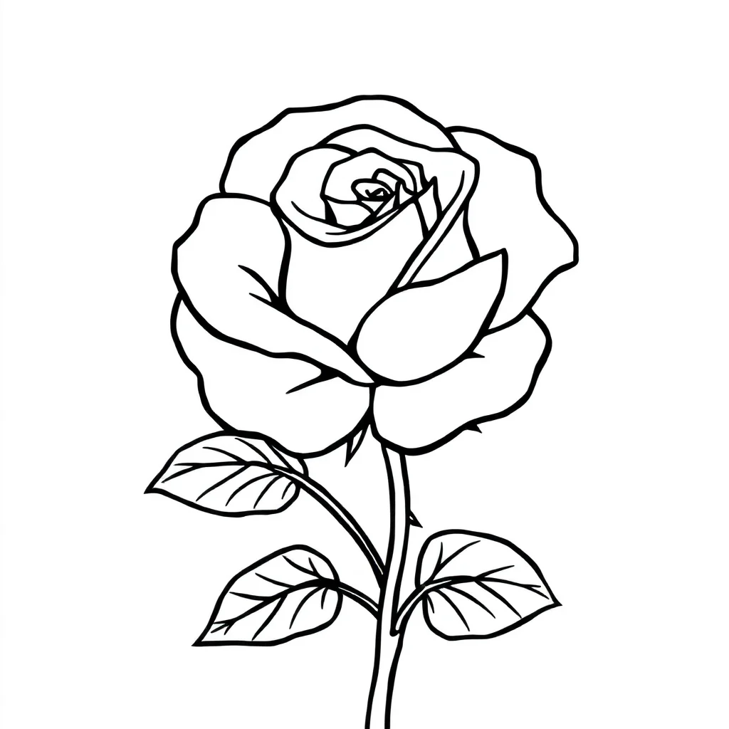 Roses a blooming rose — easy roses coloring page (ages 2–5)