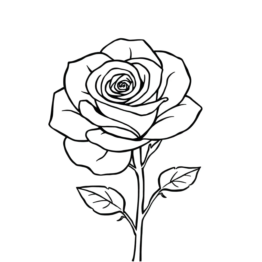 Roses a single rose — easy roses coloring page (ages 2–5)