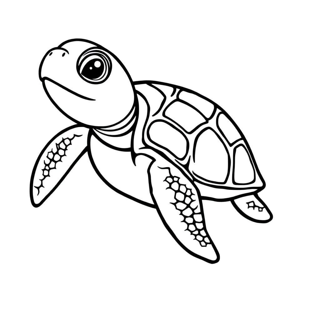 Sea turtles a baby sea turtle — easy sea turtles coloring page (ages 2–5)