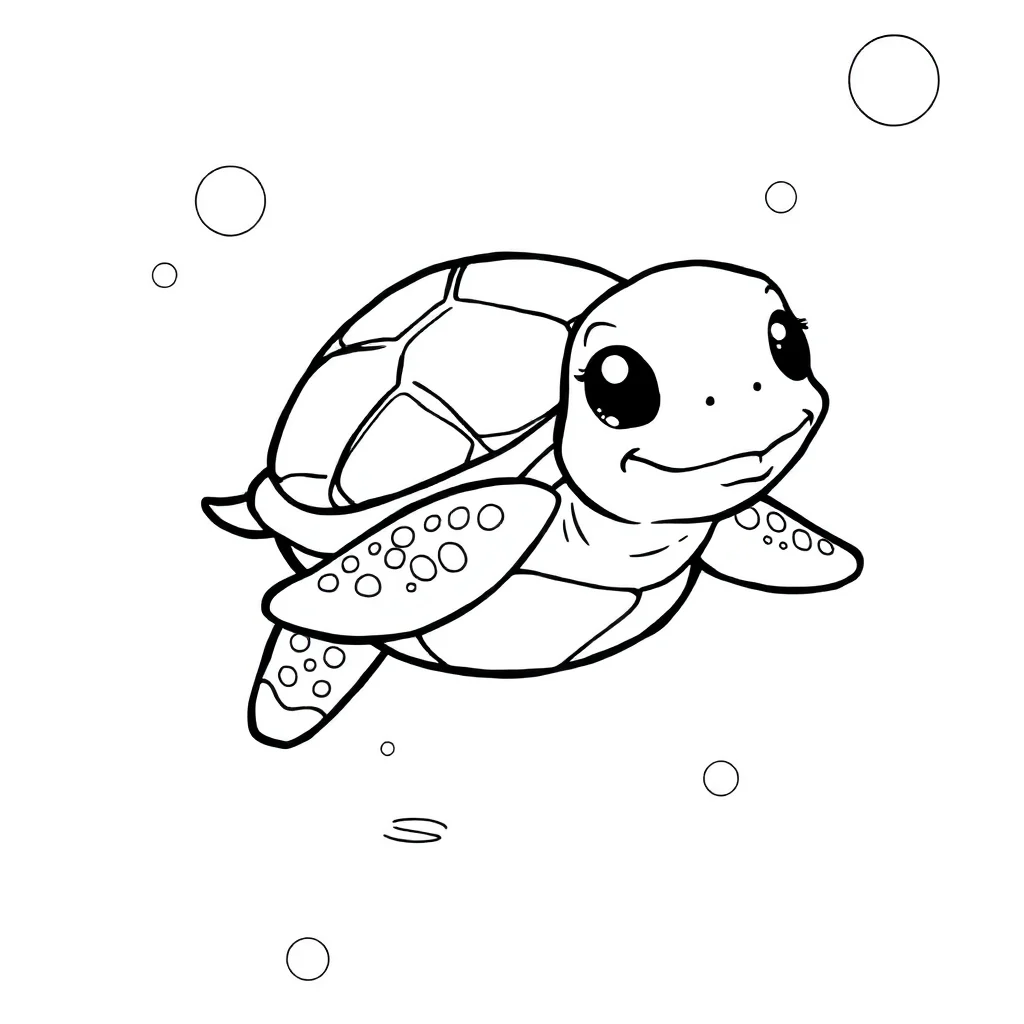 Sea turtles a cute sea turtle running — easy sea turtles coloring page (ages 2–5)