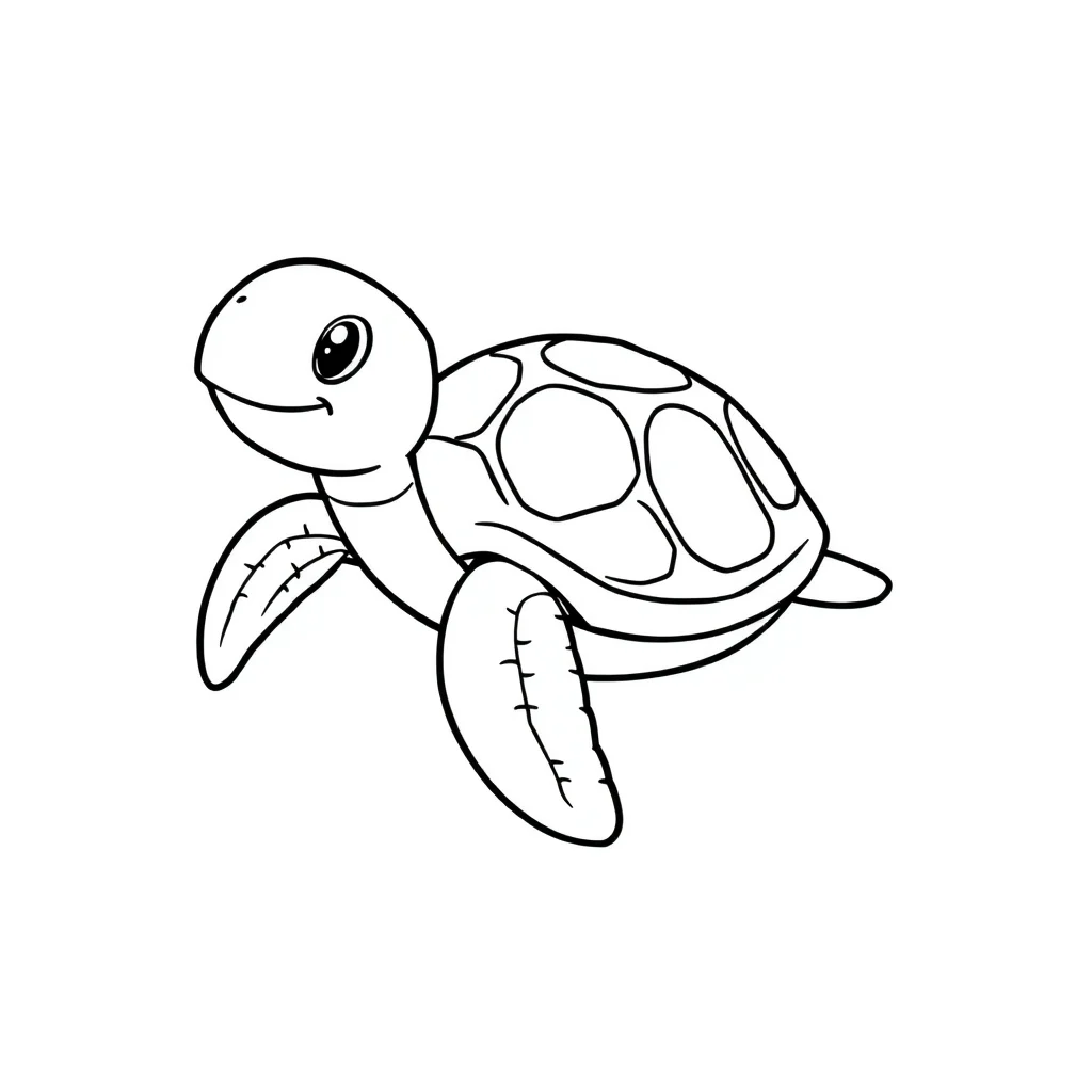 Sea turtles a cute sea turtle — easy sea turtles coloring page (ages 2–5)