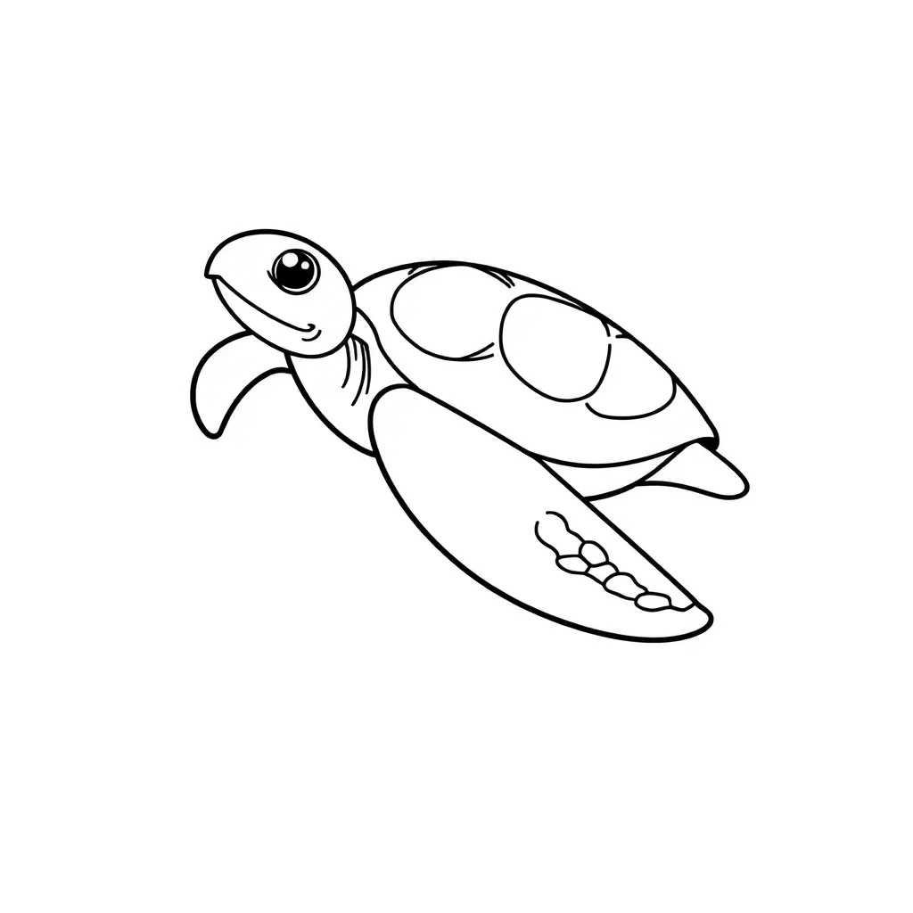 Sea turtles a swimming sea turtle — easy sea turtles coloring page (ages 2–5)