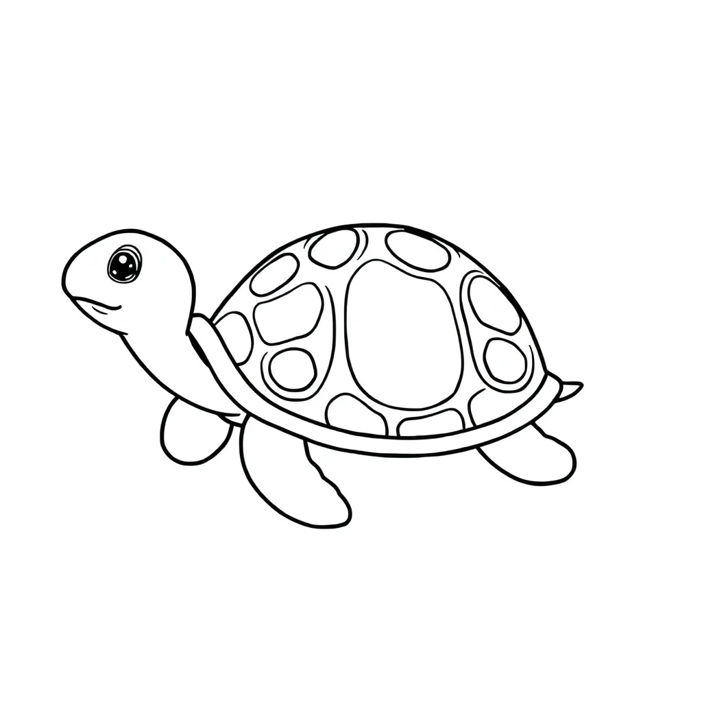 Sea turtles a turtle with a patterned shell — easy sea turtles coloring page (ages 2–5)