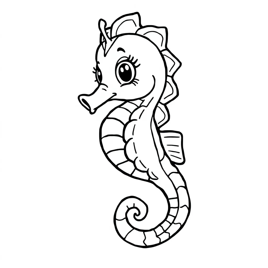 Seahorses a cute seahorse — easy seahorses coloring page (ages 2–5)