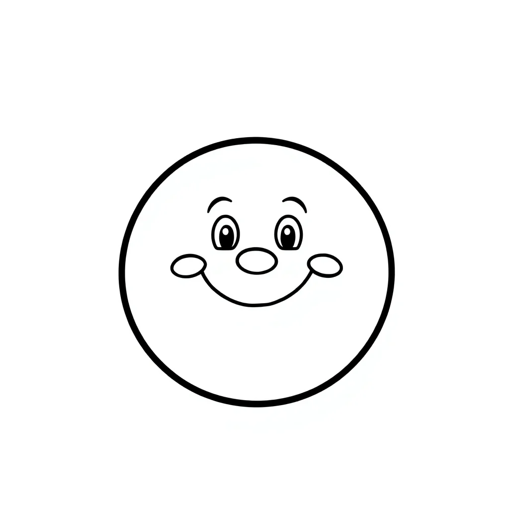 Shapes a circle with a face — easy shapes coloring page (ages 2–5)
