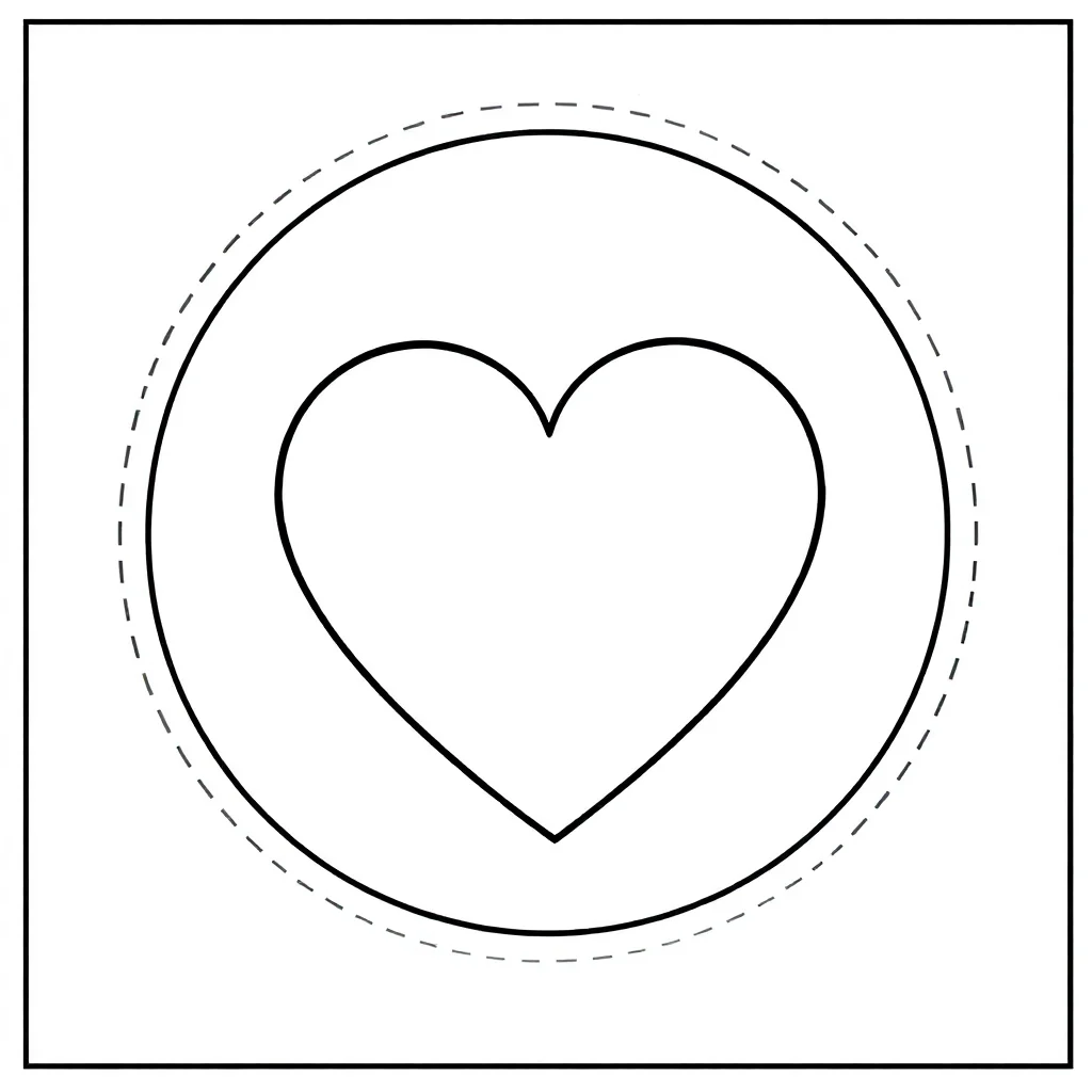 Shapes a heart and circle — easy shapes coloring page (ages 2–5)