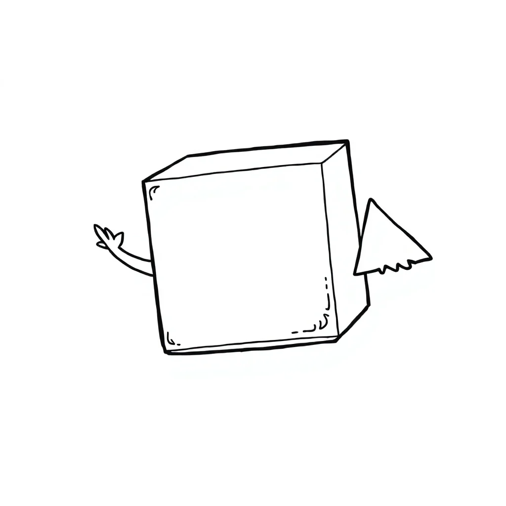 Shapes a square and triangle flying — easy shapes coloring page (ages 2–5)
