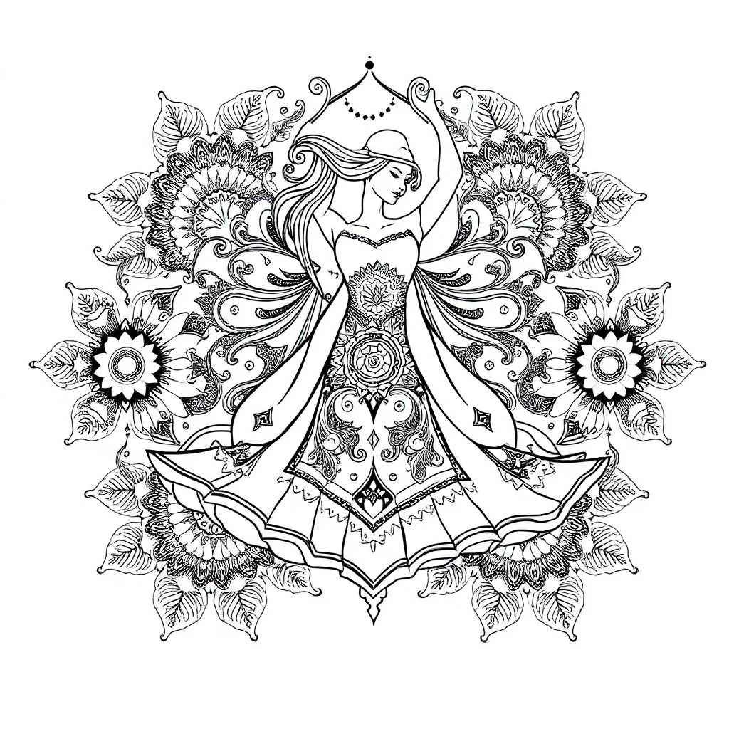 Shapes basic shapes to color dancing — detailed shapes coloring page (ages 9+ & adults)