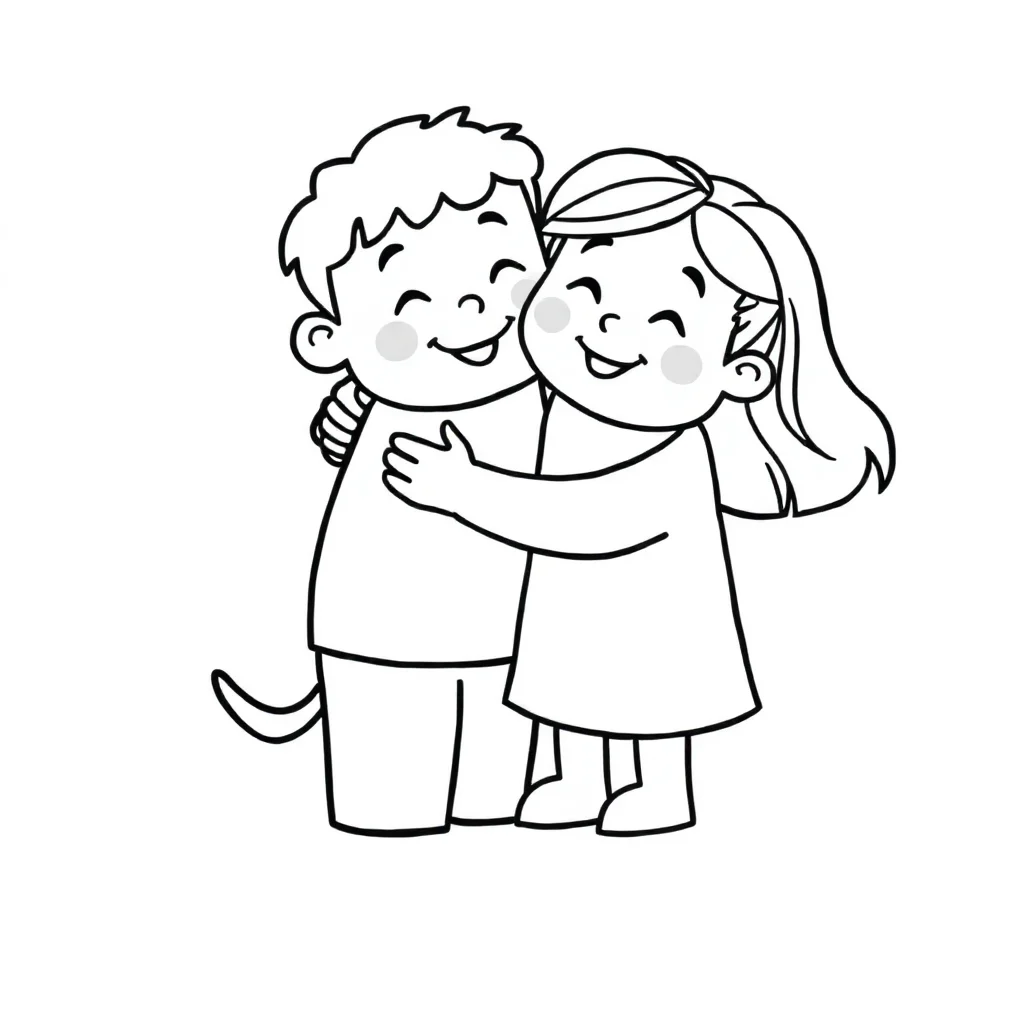 Shapes basic shapes to color hugging a friend — easy shapes coloring page (ages 2–5)