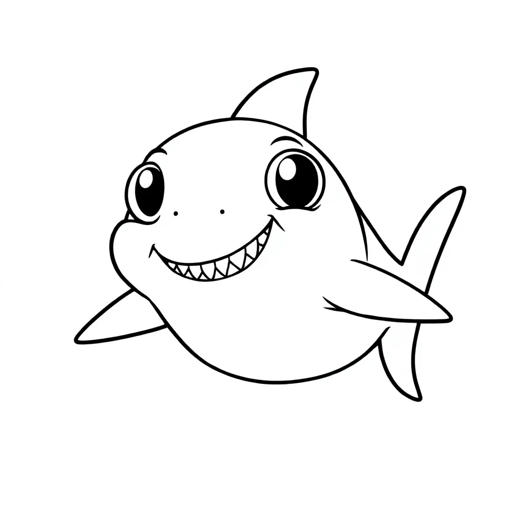 Sharks a baby shark — easy sharks coloring page (ages 2–5)