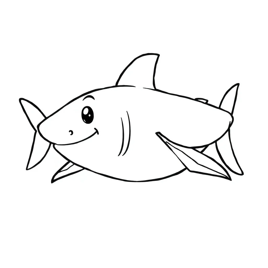Sharks a shark with fins — easy sharks coloring page (ages 2–5)