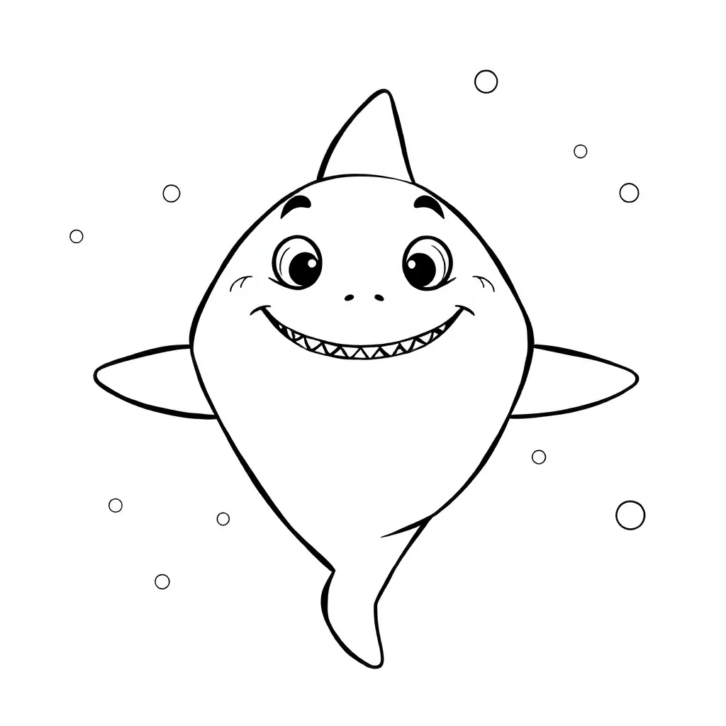 Sharks a smiling shark — easy sharks coloring page (ages 2–5)