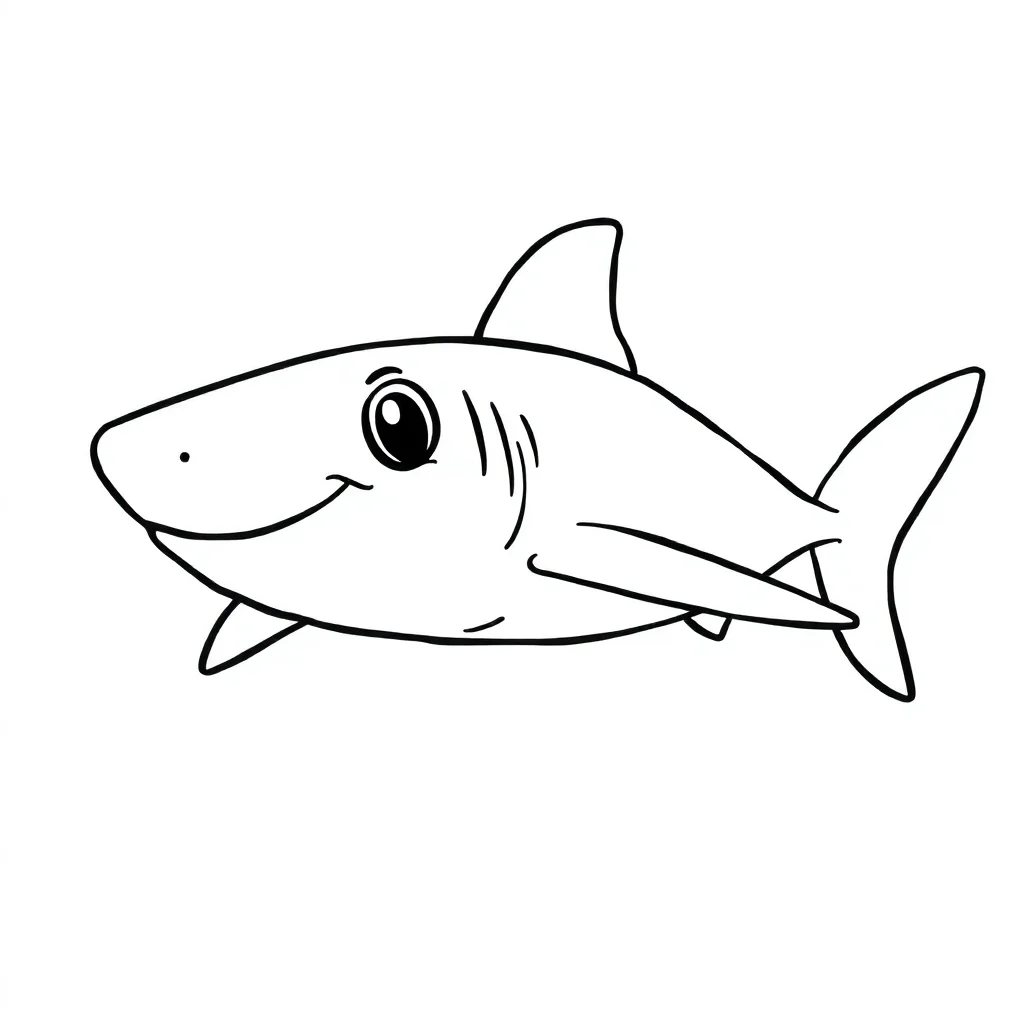 Sharks a swimming shark — easy sharks coloring page (ages 2–5)