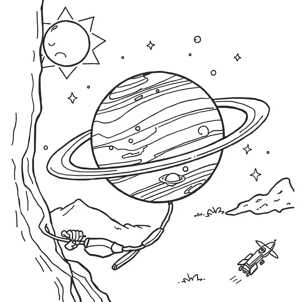 Solar system a labeled style solar system peeking from behind something — classic solar system coloring page (ages 5–10)