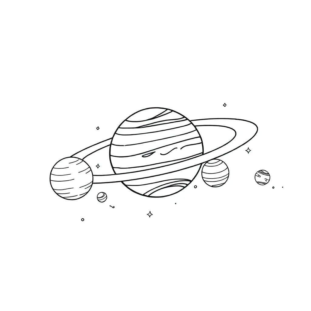 Solar system the solar system with planets running — easy solar system coloring page (ages 2–5)