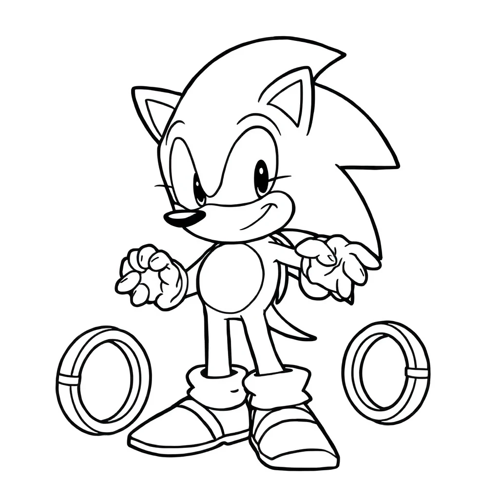 Sonic sonic the hedgehog collecting rings — easy sonic coloring page (ages 2–5)