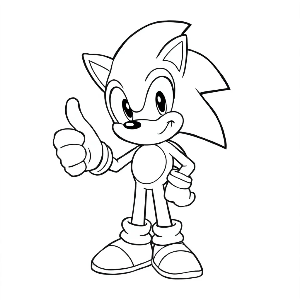 Sonic sonic the hedgehog giving a thumbs up — easy sonic coloring page (ages 2–5)
