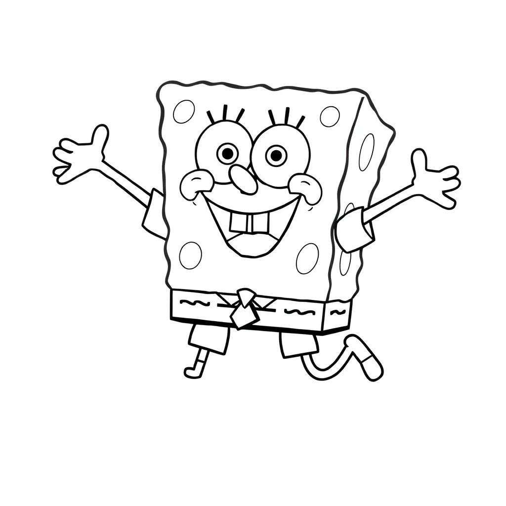 Spongebob spongebob jumping happily — easy spongebob coloring page (ages 2–5)
