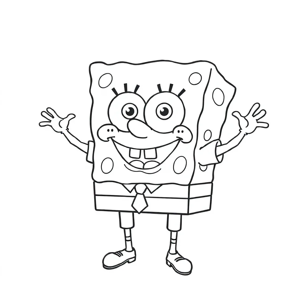 Spongebob spongebob squarepants smiling and waving — easy spongebob coloring page (ages 2–5)
