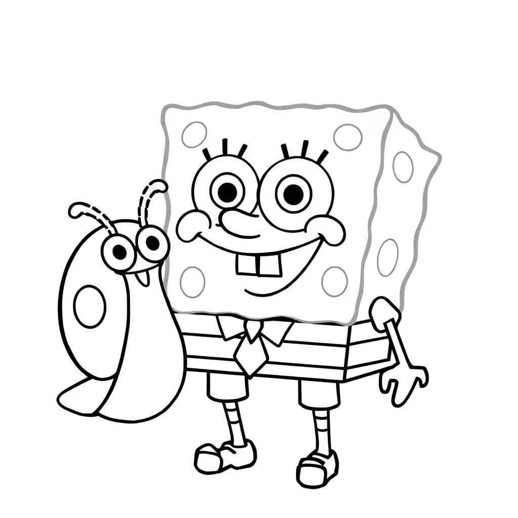 Spongebob spongebob with gary the snail — easy spongebob coloring page (ages 2–5)