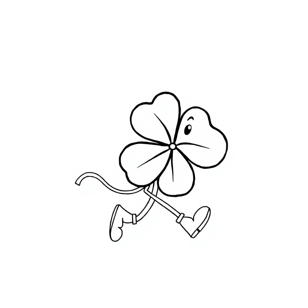 St patricks day a four leaf clover running — easy st. patrick's day coloring page (ages 2–5)