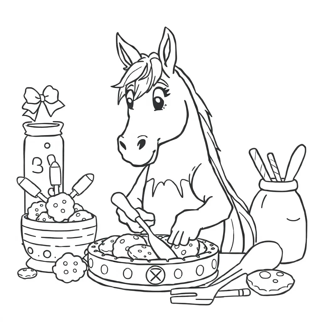 St patricks day a lucky horseshoe baking cookies — classic st. patrick's day coloring page (ages 5–10)