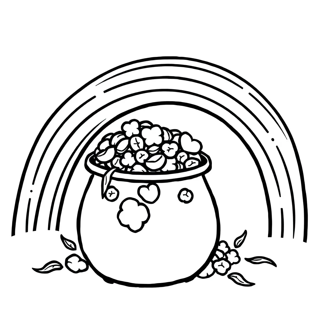 St patricks day a pot of gold and rainbow — easy st. patrick's day coloring page (ages 2–5)