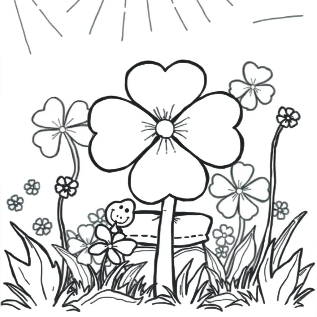 St patricks day a shamrock pattern peeking from behind something — classic st. patrick's day coloring page (ages 5–10)
