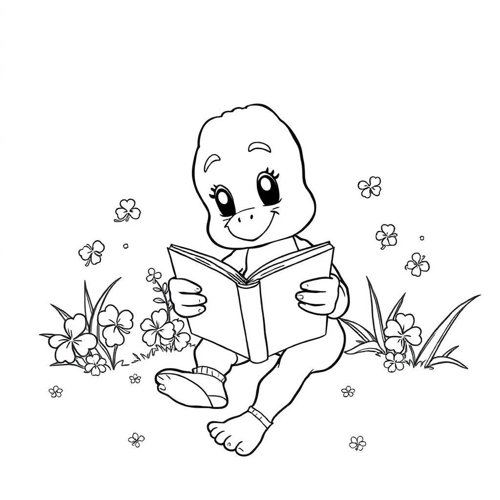 St patricks day a shamrock pattern reading a book — classic st. patrick's day coloring page (ages 5–10)