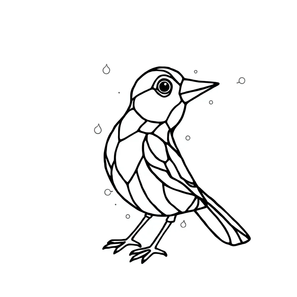 Stained glass a stained glass bird — easy stained glass coloring page (ages 2–5)