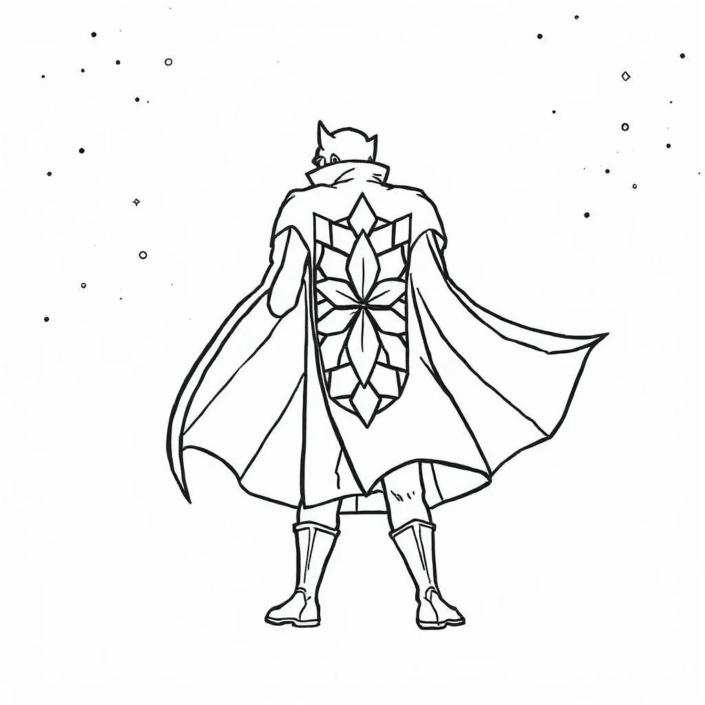 Stained glass a stained glass window pattern in a superhero cape — classic stained glass coloring page (ages 5–10)