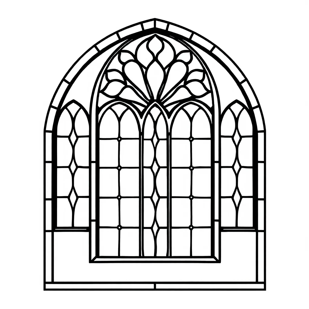 Stained glass a stained glass window pattern — easy stained glass coloring page (ages 2–5)