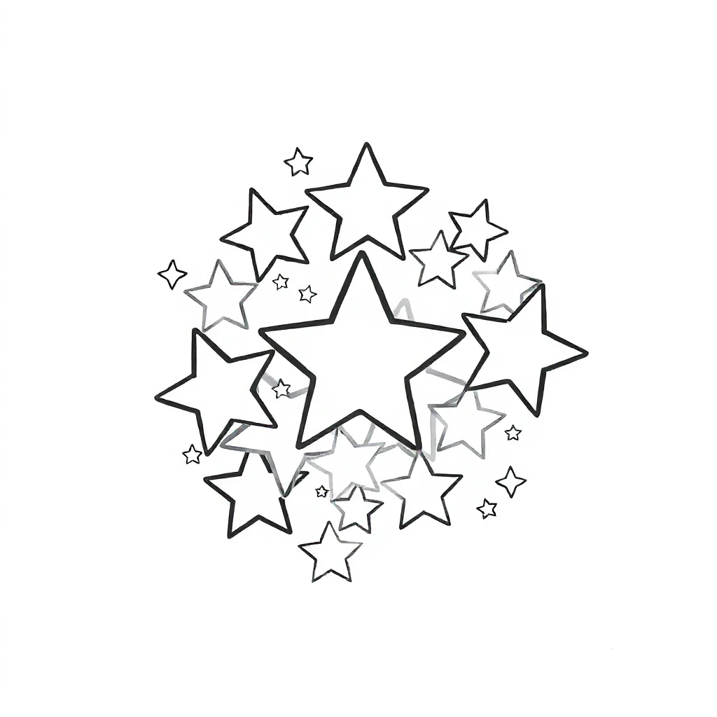Stars a cluster of stars — easy stars coloring page (ages 2–5)
