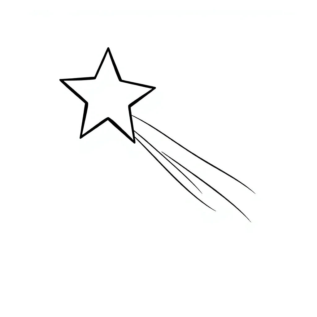 Stars a shooting star flying — easy stars coloring page (ages 2–5)