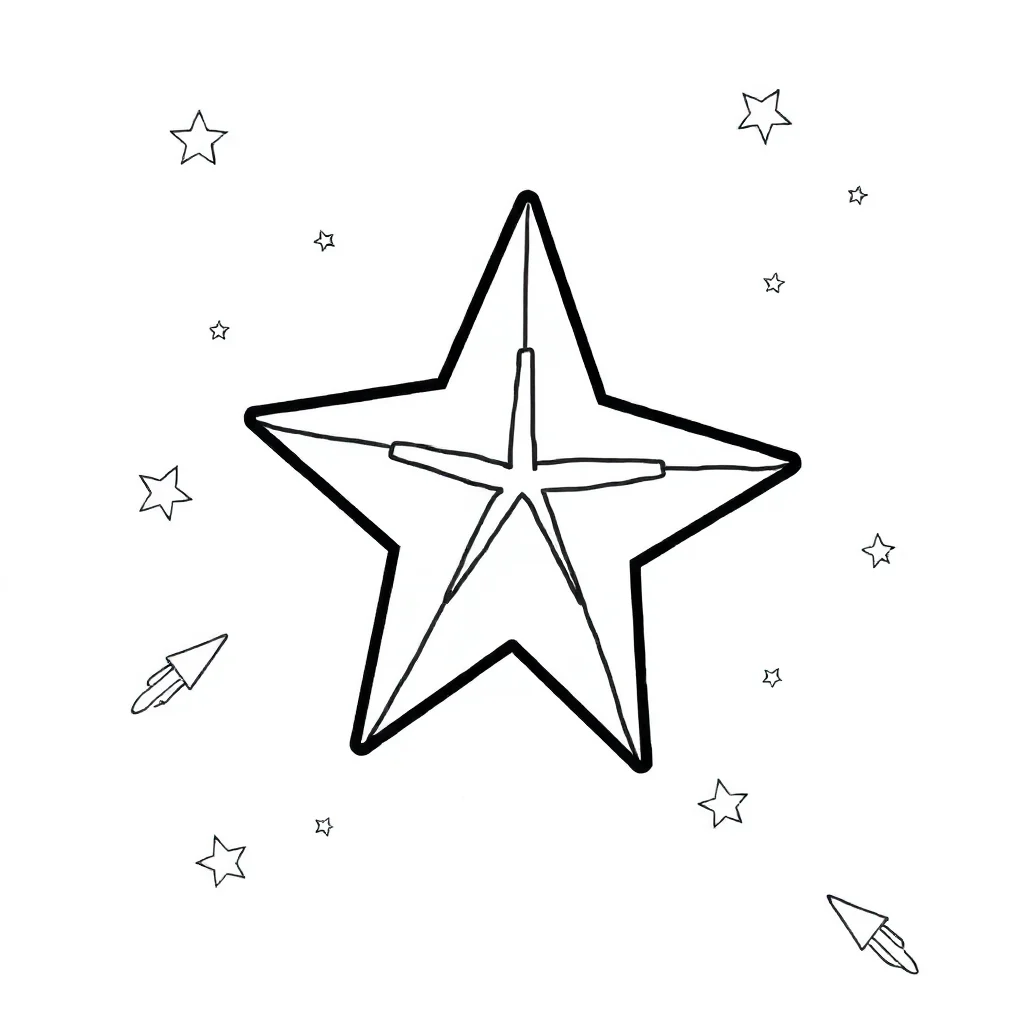 Stars a shooting star — easy stars coloring page (ages 2–5)