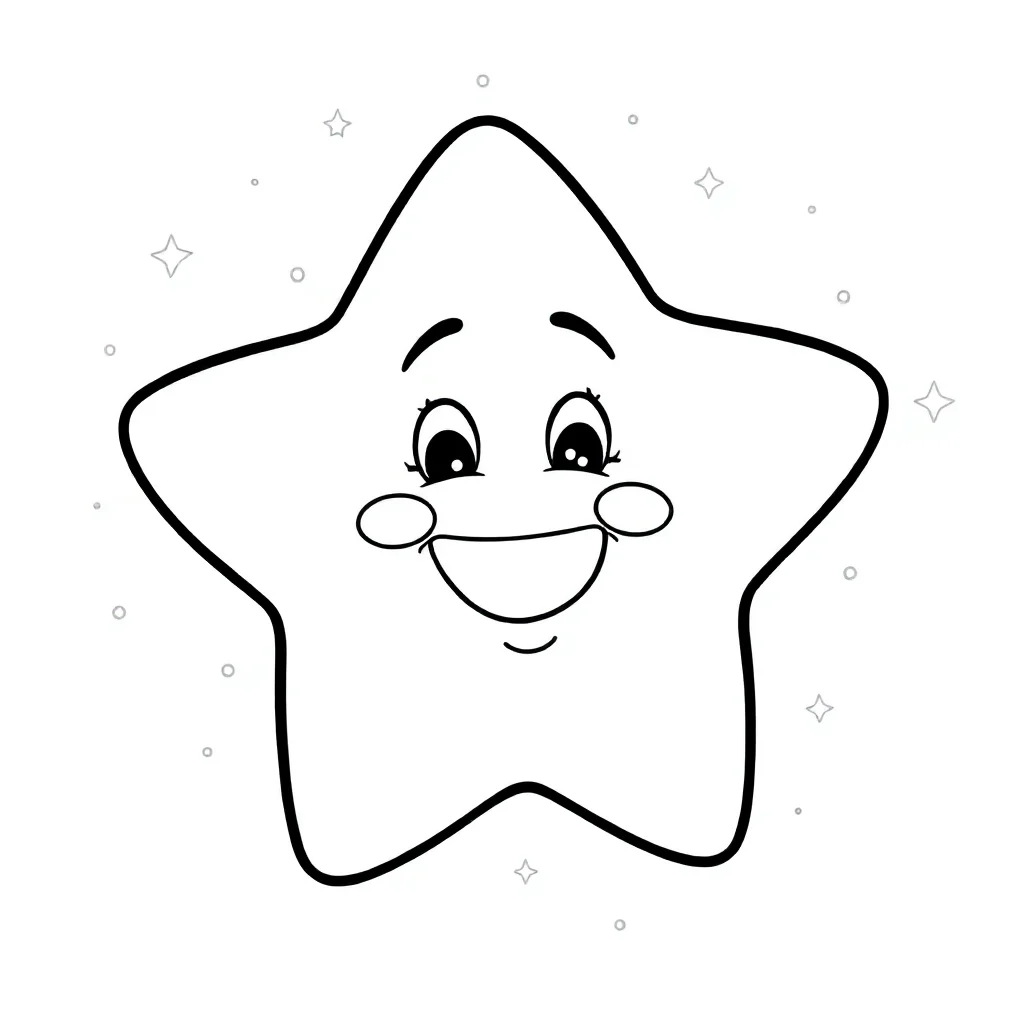 Stars a smiling star — easy stars coloring page (ages 2–5)